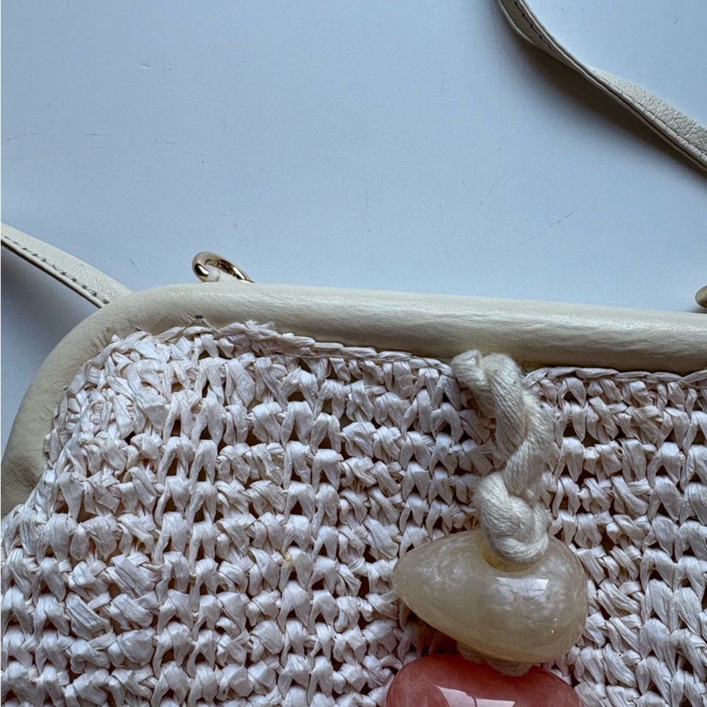 Kendra Scott || Lincoln Resin Stone Tassel Straw‎ Clutch Crossbody Ivory Cream - Picture 5 of 10